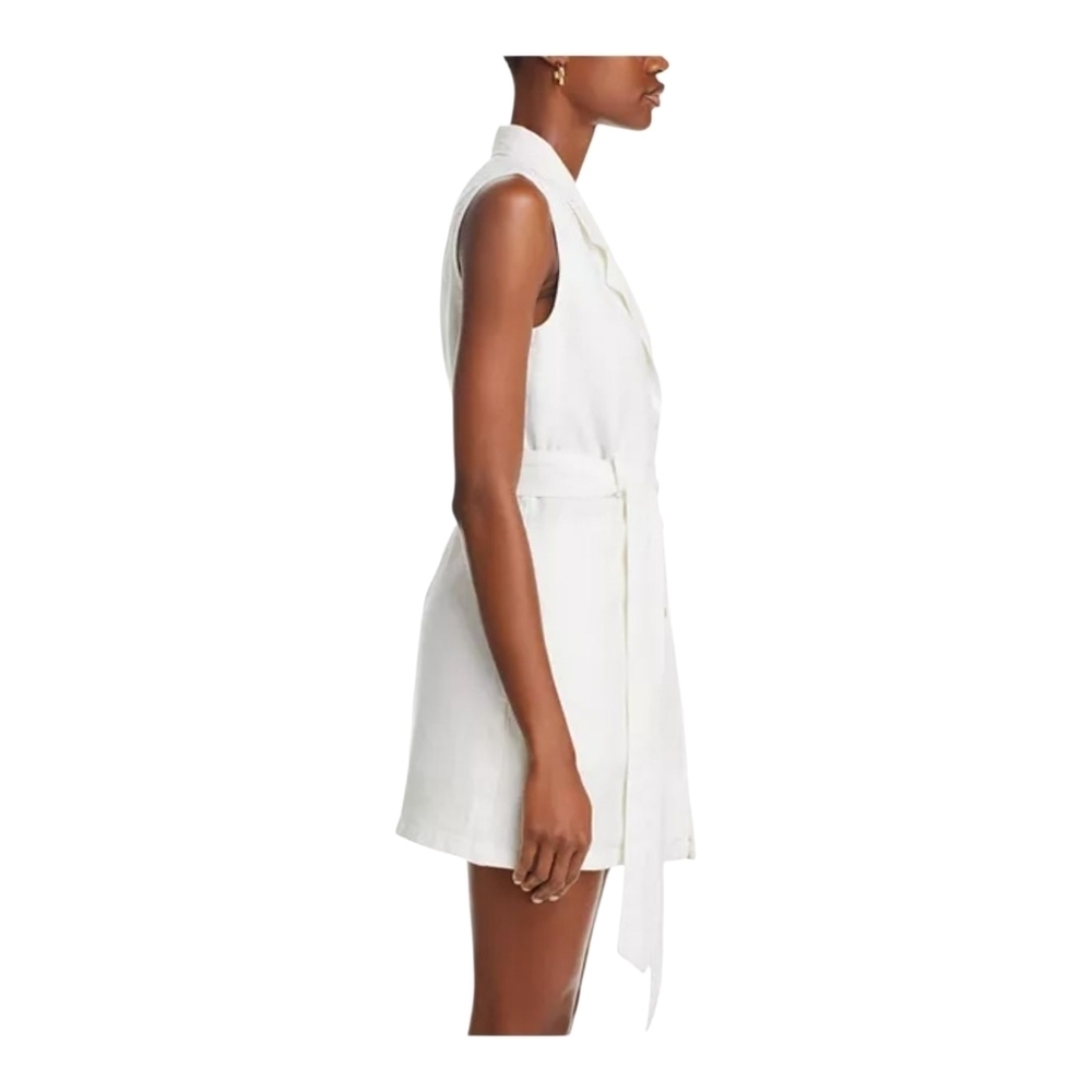 Bella Dahl White Sleeveless Linen Mini Dress / Blazer Dress Sz Medium - Picture 6 of 13